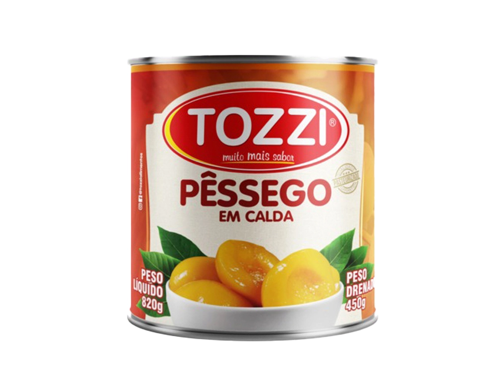 PÊSSEGO EM CALDA TOZZI 450 G (CX 12 LT)